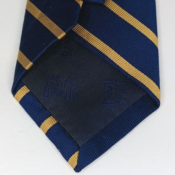 JOS. A. BANK Men’s Navy Gold Stripe Silk Tie Executive Classic Office - Picture 5 of 7